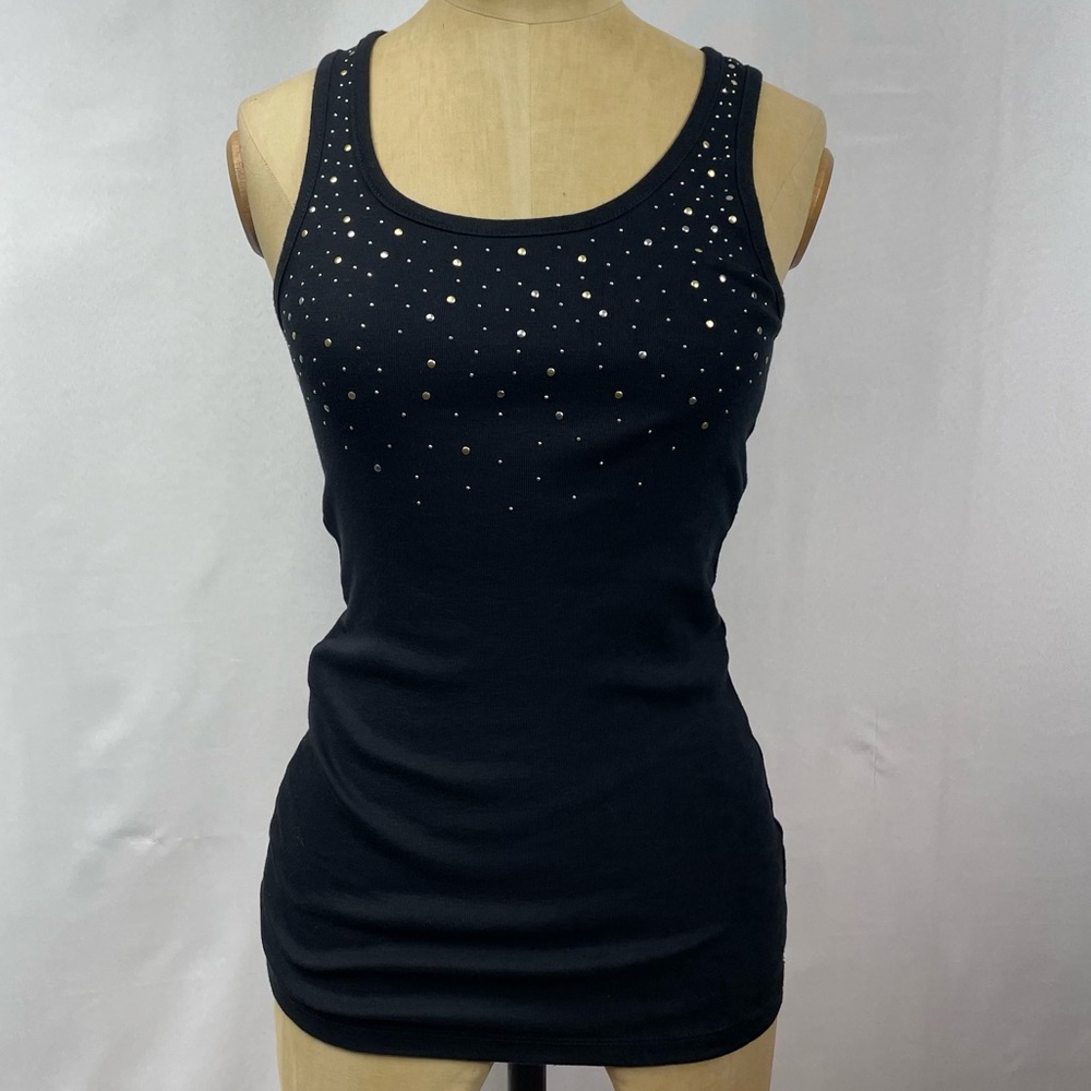 Y2K Bling Rhinestone Tank Top Rockstar Revival Glam SM Black Contemporary Indie
